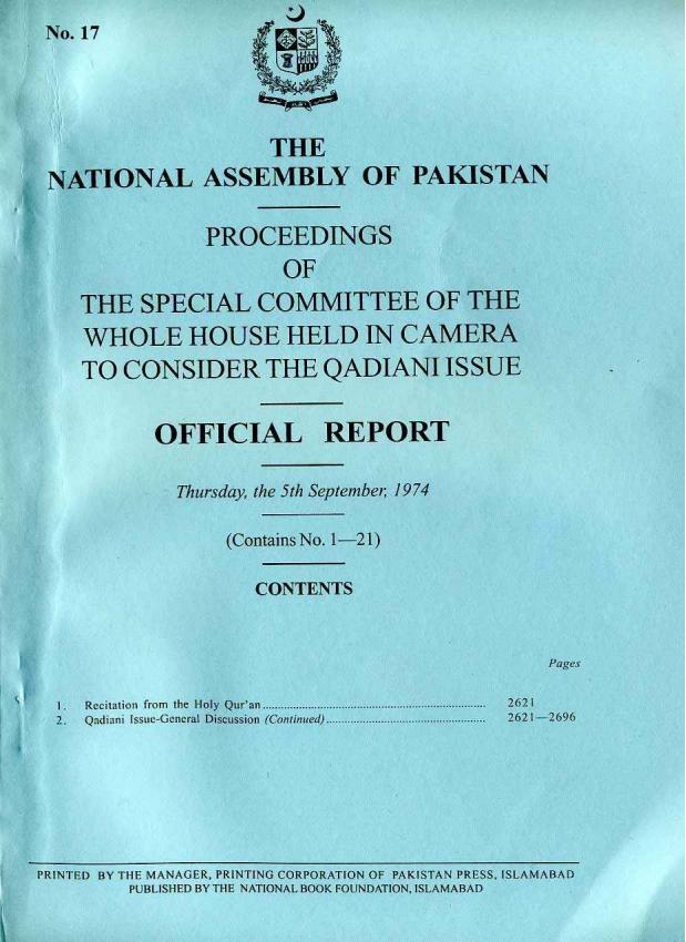 NA of Pakistan - Official Report about Ahmadiya 1974 Part-21